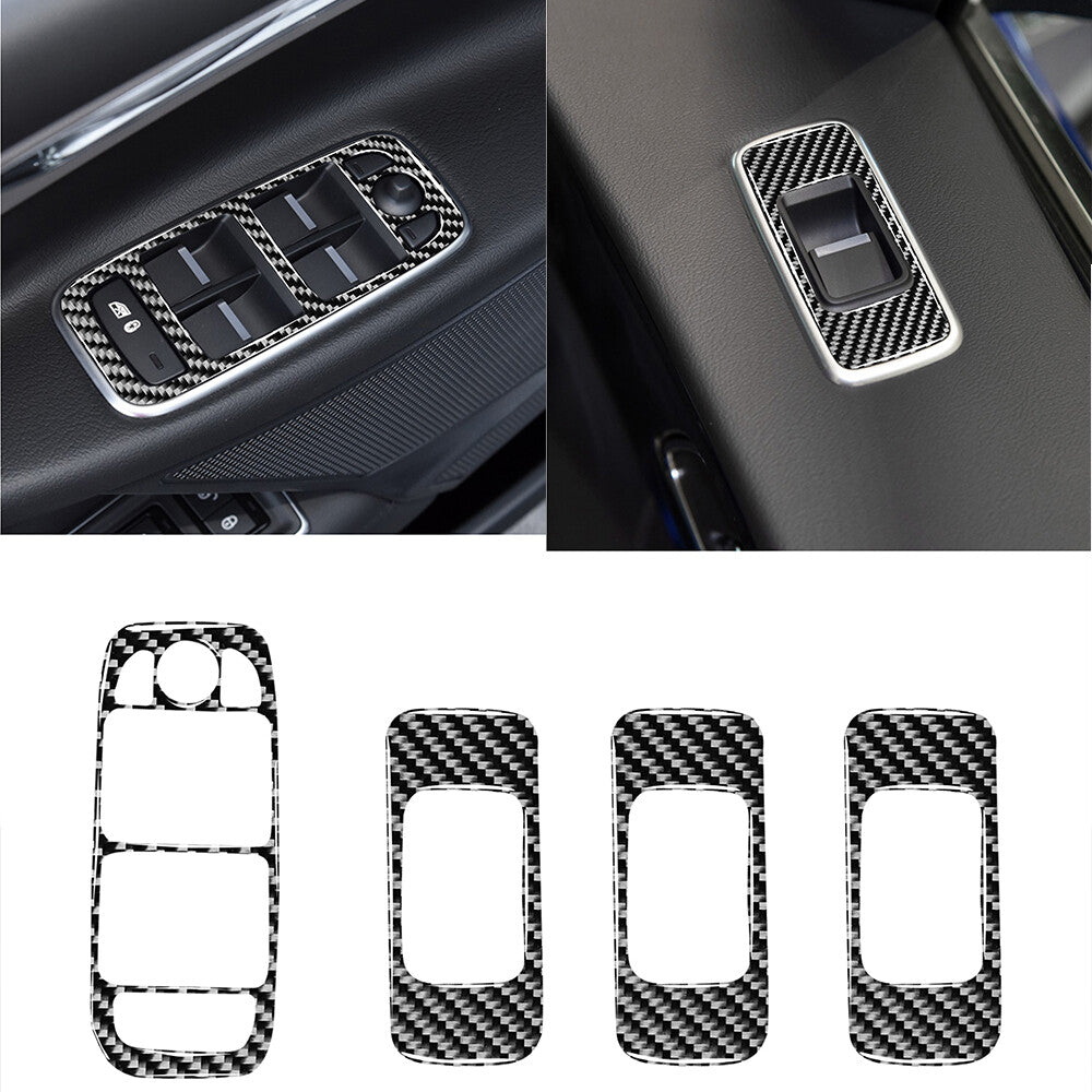 4x Carbon Fiber Window Lift Switch Panel Trim for Jaguar F-Pace XE XF 2016-2020