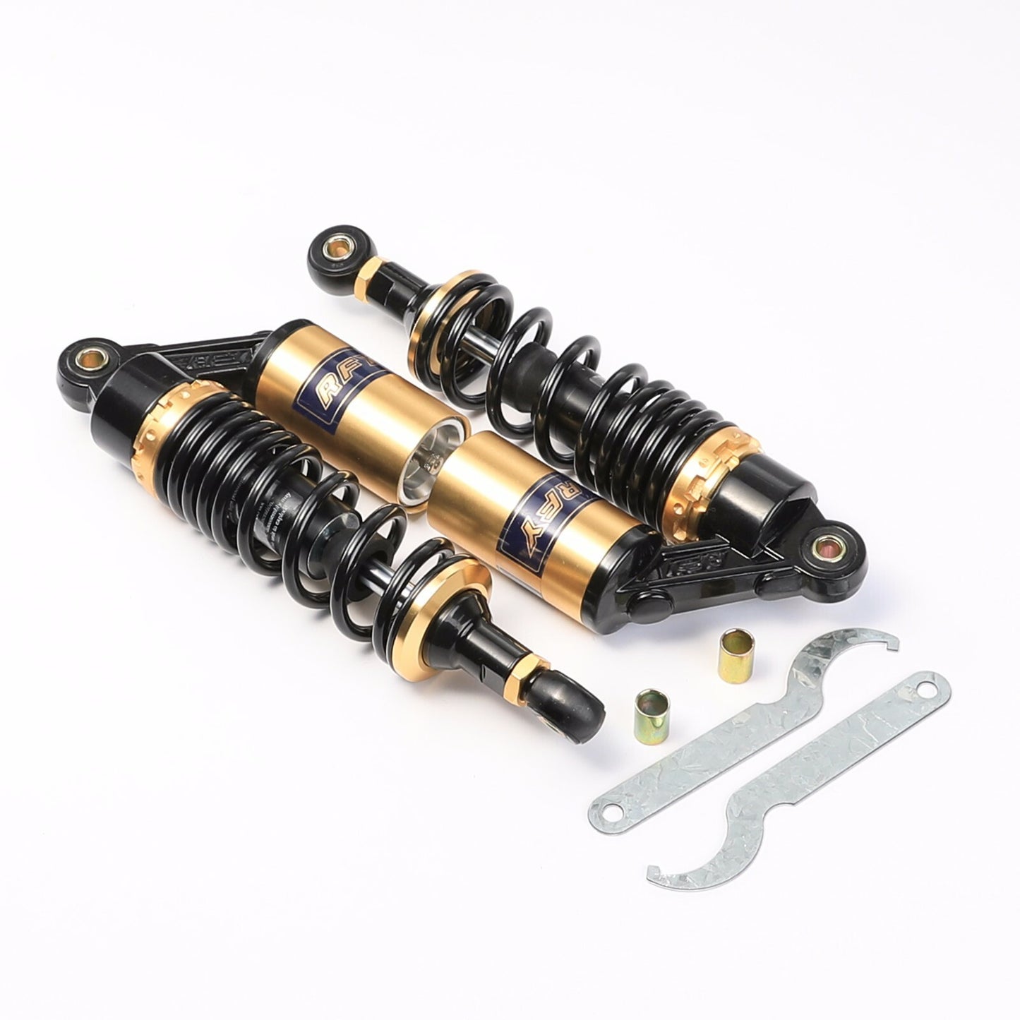 2-pack 11-inch 280mm rear air shock absorbers for go-karts, all-terrain vehicles, four-way hybrid scooters, and motorcycles.