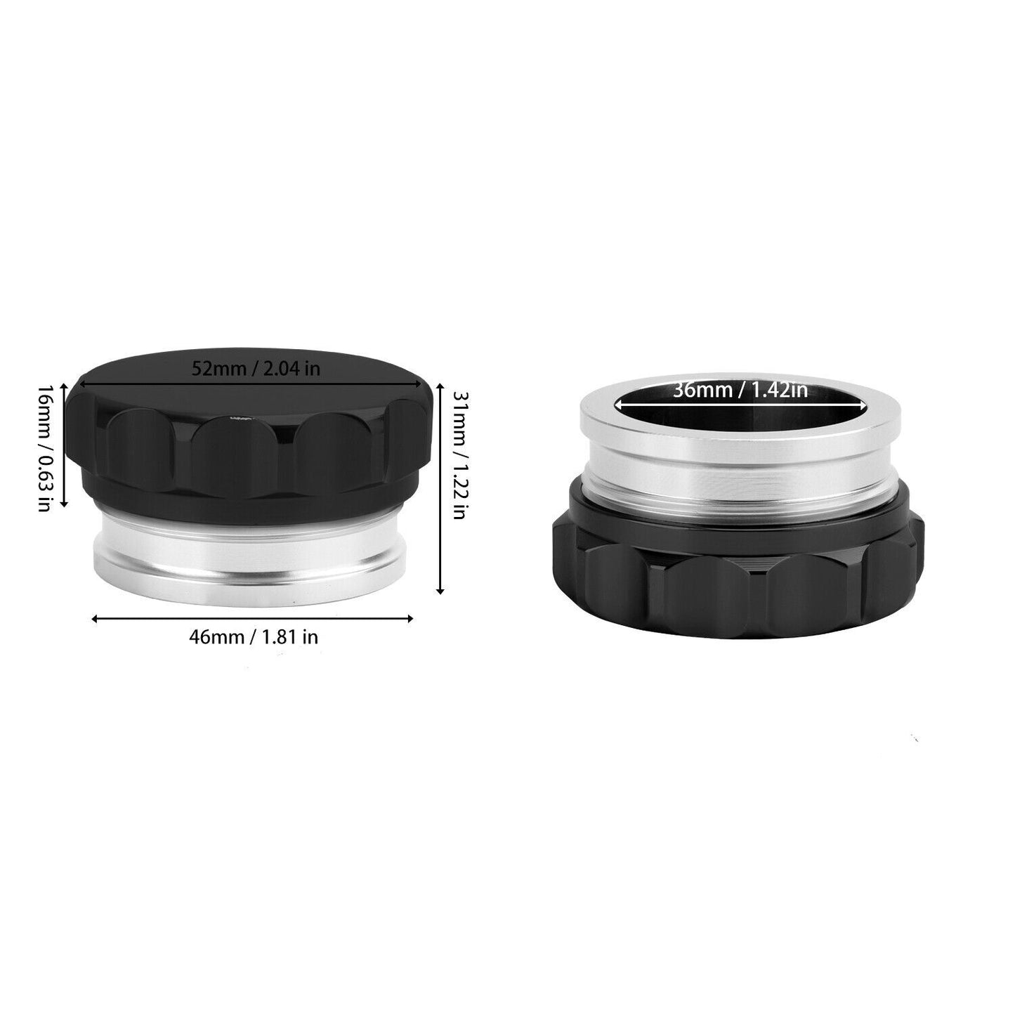 2pc 1.5 Aluminium Alloy Weld On Filler Neck And Cap Oil, Fuel, Water Tank Black
