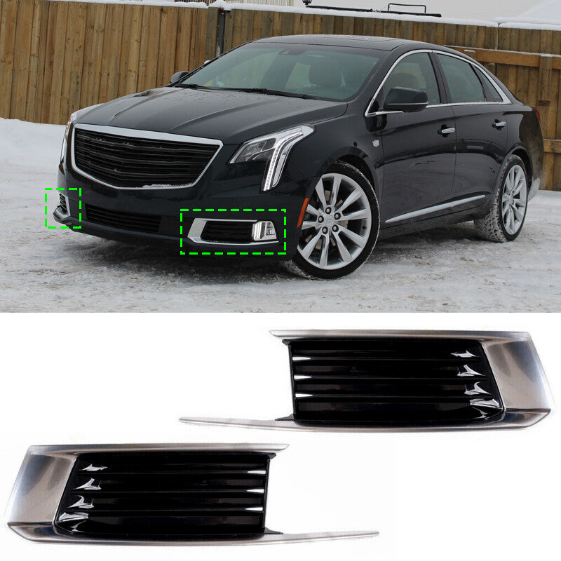 1 Pair For 2018-2019 for Cadillac XTS Front Lower Bumper Grille Fog Light Cover