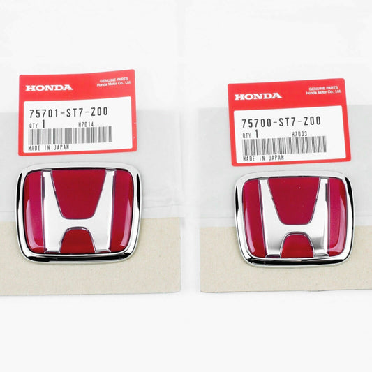 2PCS 96-00 for Honda for Civic EK JDM RED H Type R - Front Rear Emblem 92-95
