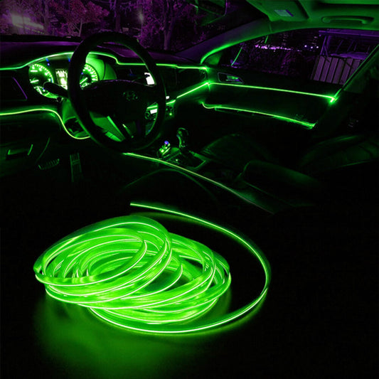 Car Interior LED Neon Lights Decor Atmosphere EL Wire String Strip Lamp Green