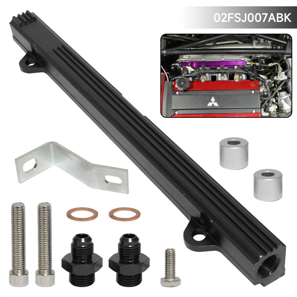 High Flow Top Feed Injector Fuel Rail for Mitsubishi Lancer EVO 4-9 4G63 Black