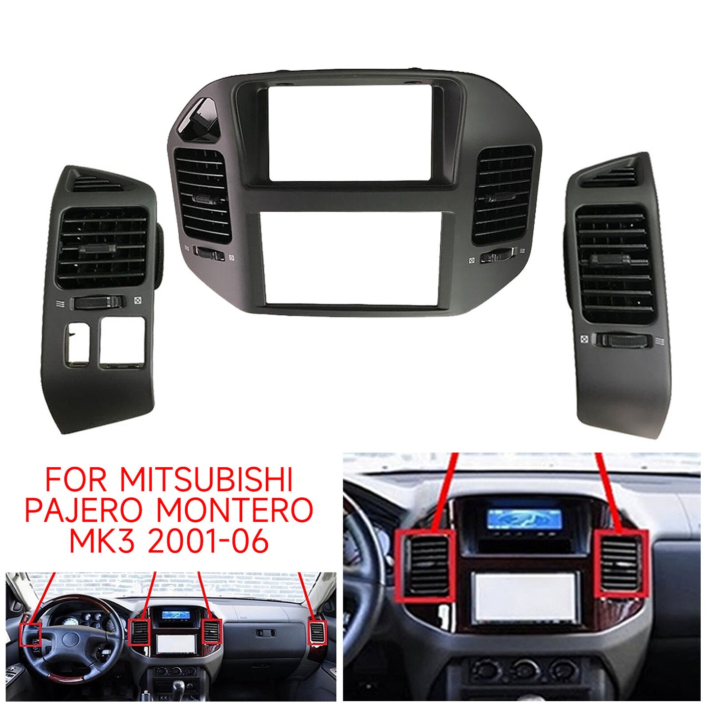 Suitable for 2001-06 for Mitsubishi Pajero Montero MK3 front dashboard center air vent (3 pieces)