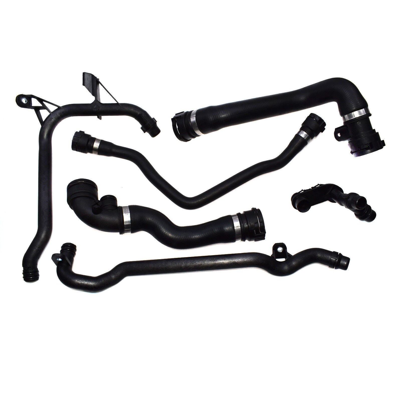 for BMW E46 6Pcs Upper Lower Thermostat Expansion Tank Water Radiator Hose Set