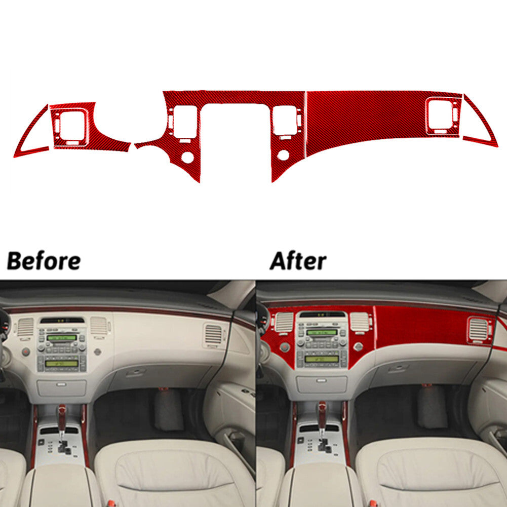 7Pcs Red Carbon Fiber Inner Dashboard Kit Cover Trim for Hyundai Azera 2006-2011