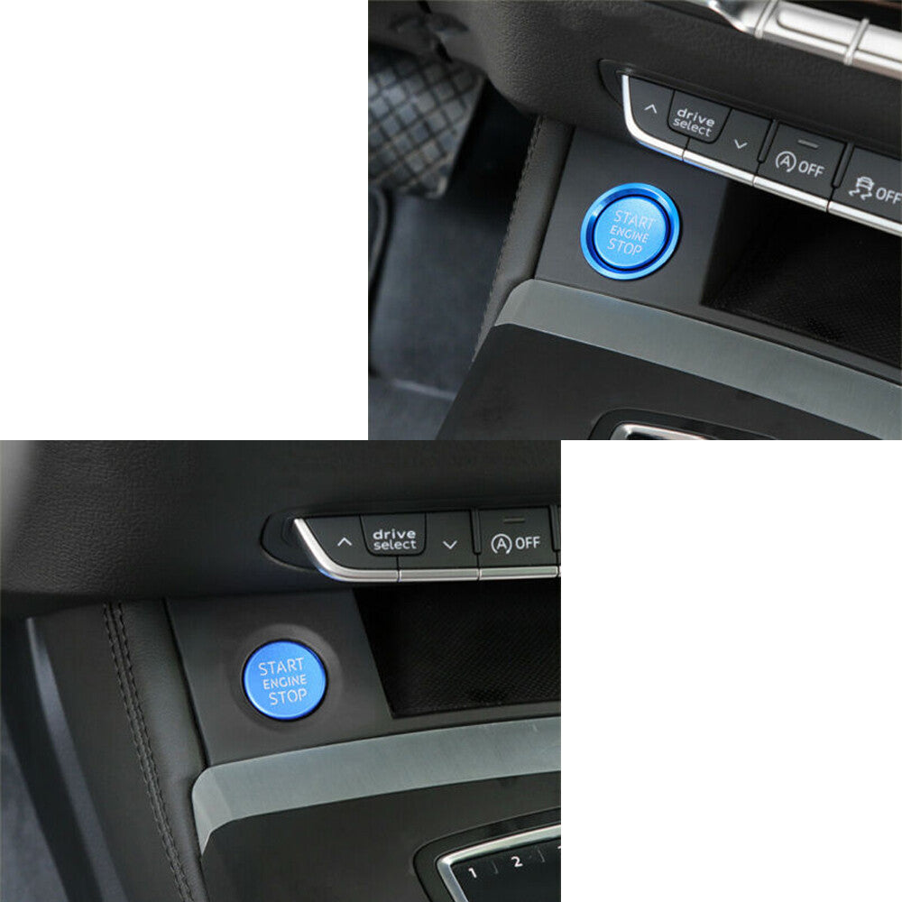 RS Style Blue Keyless Engine Start Stop Button Ring Cover for Audi A7 A5 Q5 A4