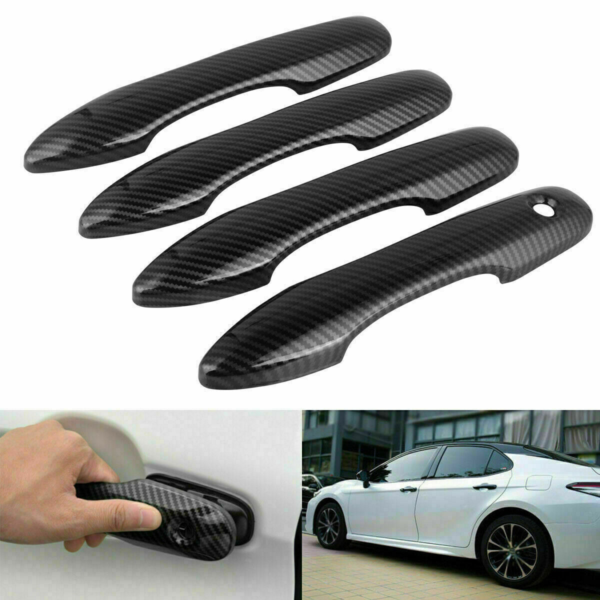 ABS Carbon Fiber Style Outside Door Handle Cover Trim for Toyota for Camry 2018-2023