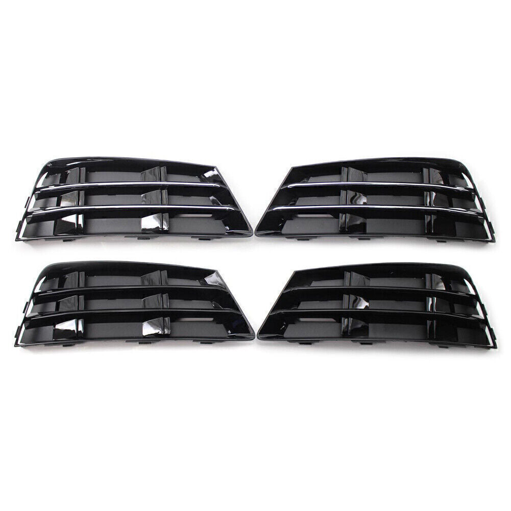 Pair Front Bumper Fog Light Grille Cover Lower Fit for Audi A4 B9 2016-2018