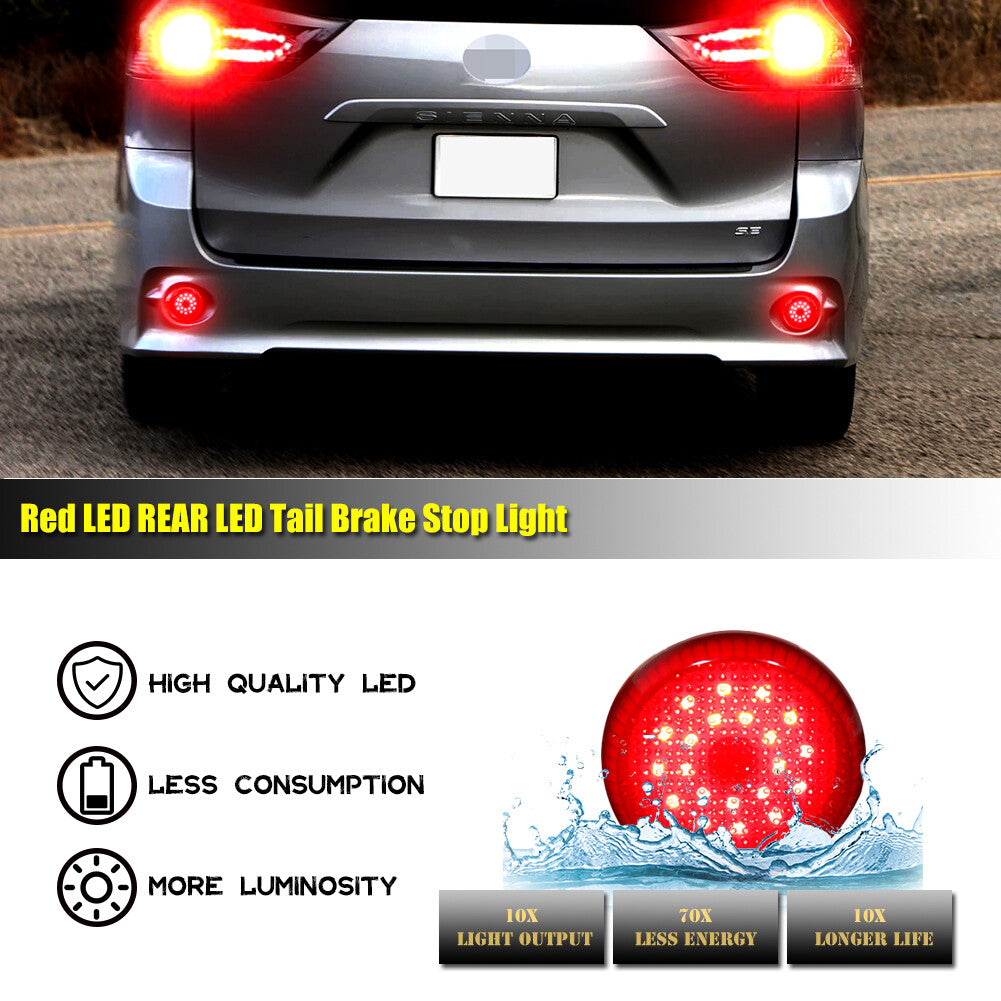 Red LED rear bumper brake taillights are suitable for Toyota 2011-2015 for Sienna,2009-2010 for Corolla,etc.