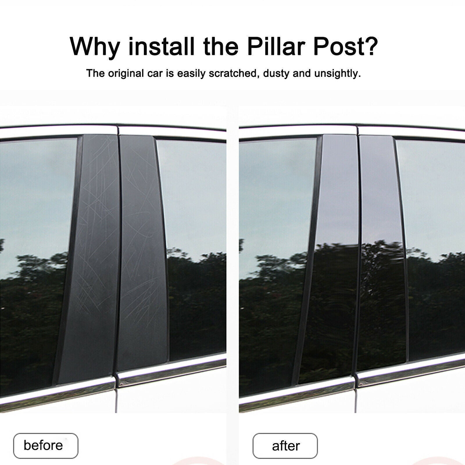 for VW for Passat 2011-19 Piano Black Pillar Posts Door Window Molding Strip Trim 6P