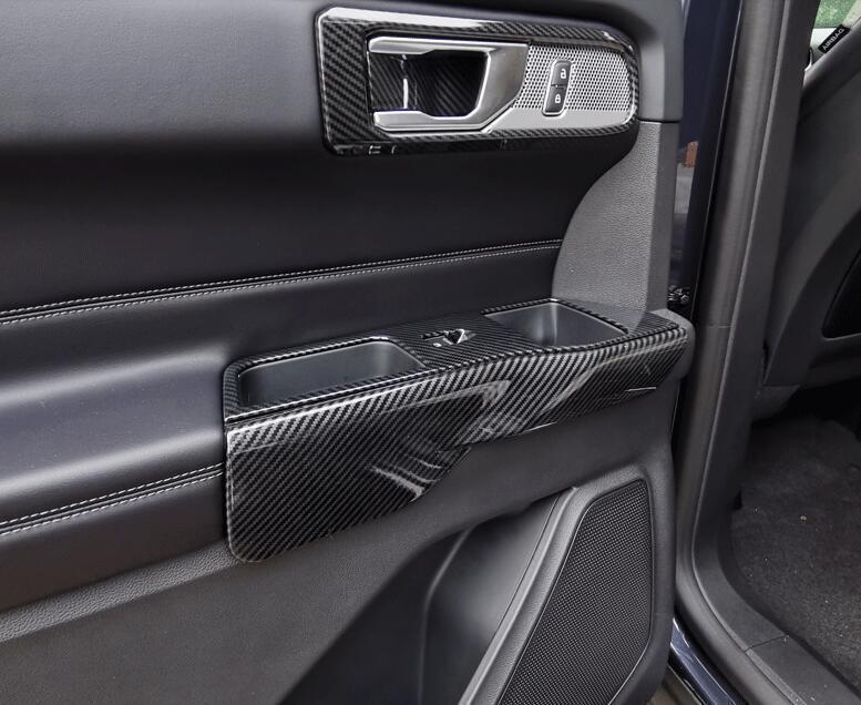 Inner Door Bowl Cover Trim 4X Fit for Ford Explorer 2020-2022 ABS Carbon Fiber