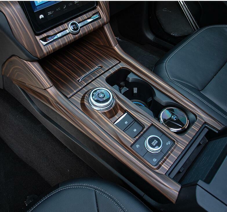 Central Console Gear Shift Panel Trim for Ford Explorer 2020-22 Matt Peach Wood