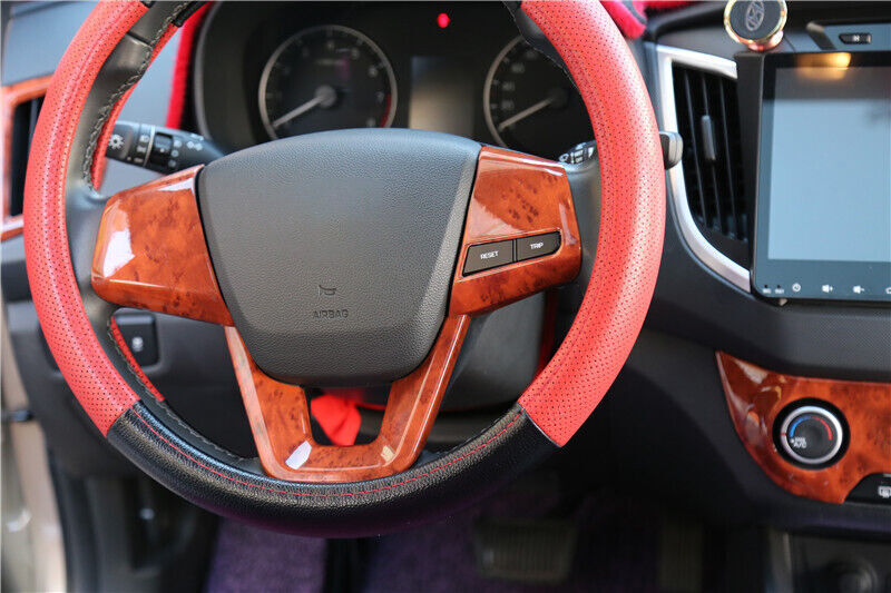 Inner Steering Wheel U Type Cover Trim Fit for Hyundai IX25 2015-2019 Brown Wood