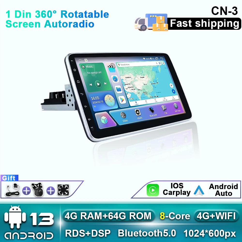 360¡ã Rotation Screen Autoradio GPS CarPlay Android Car Radio Multimedia Player