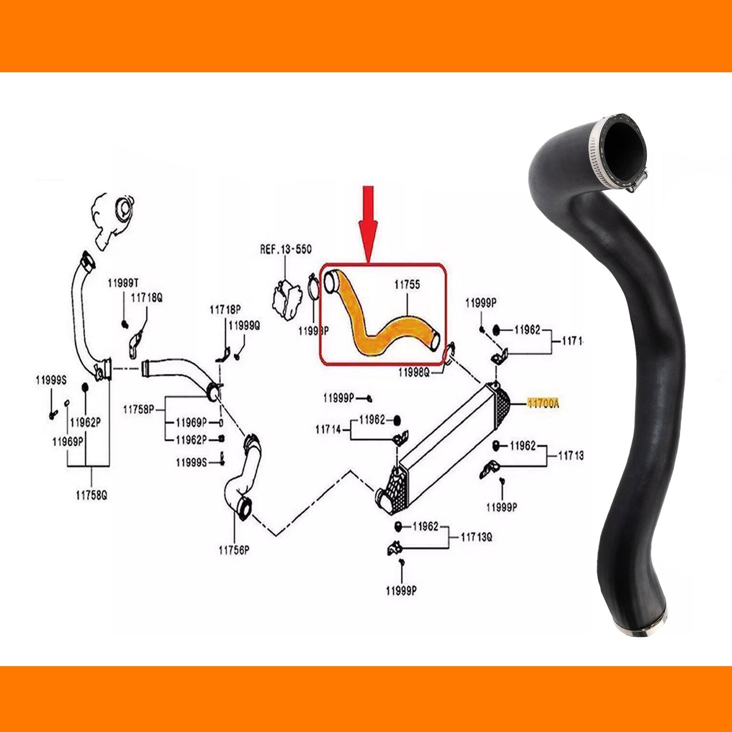 Suitable for Mitsubishi Outlander 2.2Di D 1505B318 1505A568 turbo intercooler hoses
