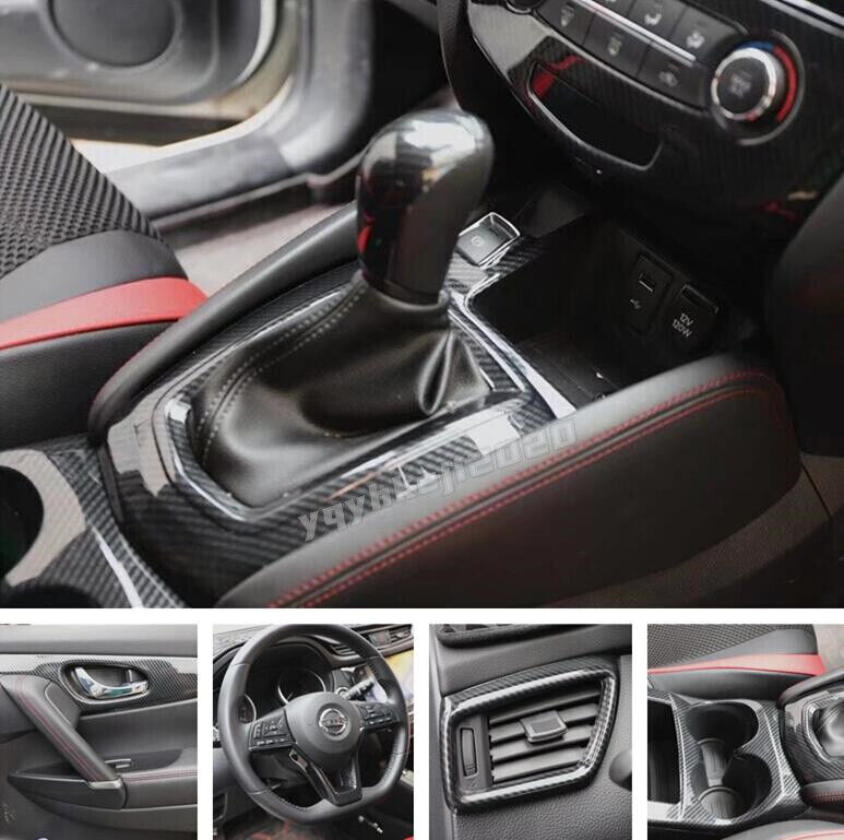 For 2017-21 for Nissan Rogue Sport Carbon Fiber ABS Interior Accessories Kit Covers