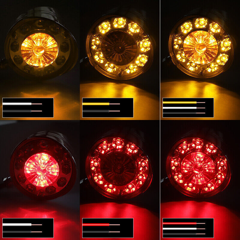 2 Round LED Double Face Side Marker Brake Turn Signals Semi Truck Fender Lights