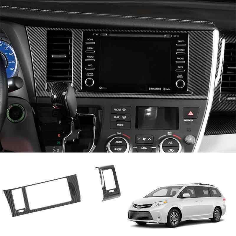 2P Carbon Fiber Style Central Air Outlet Vent Frame Trim for Toyota for Sienna 15-20