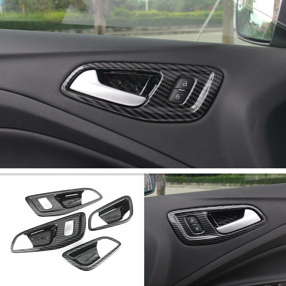 for Ford Escape 13-19 Carbon Fiber Style Interior Door Handle Bowl Cover Trim 4X