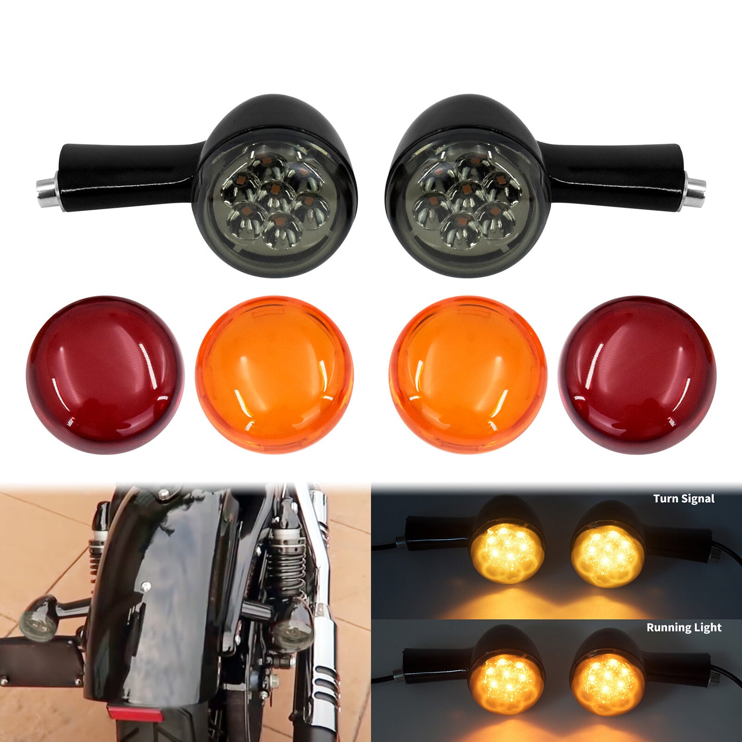 Black Long Bracket Rear Turn Signals Light for Harley Sportster 883 1200 92-2022