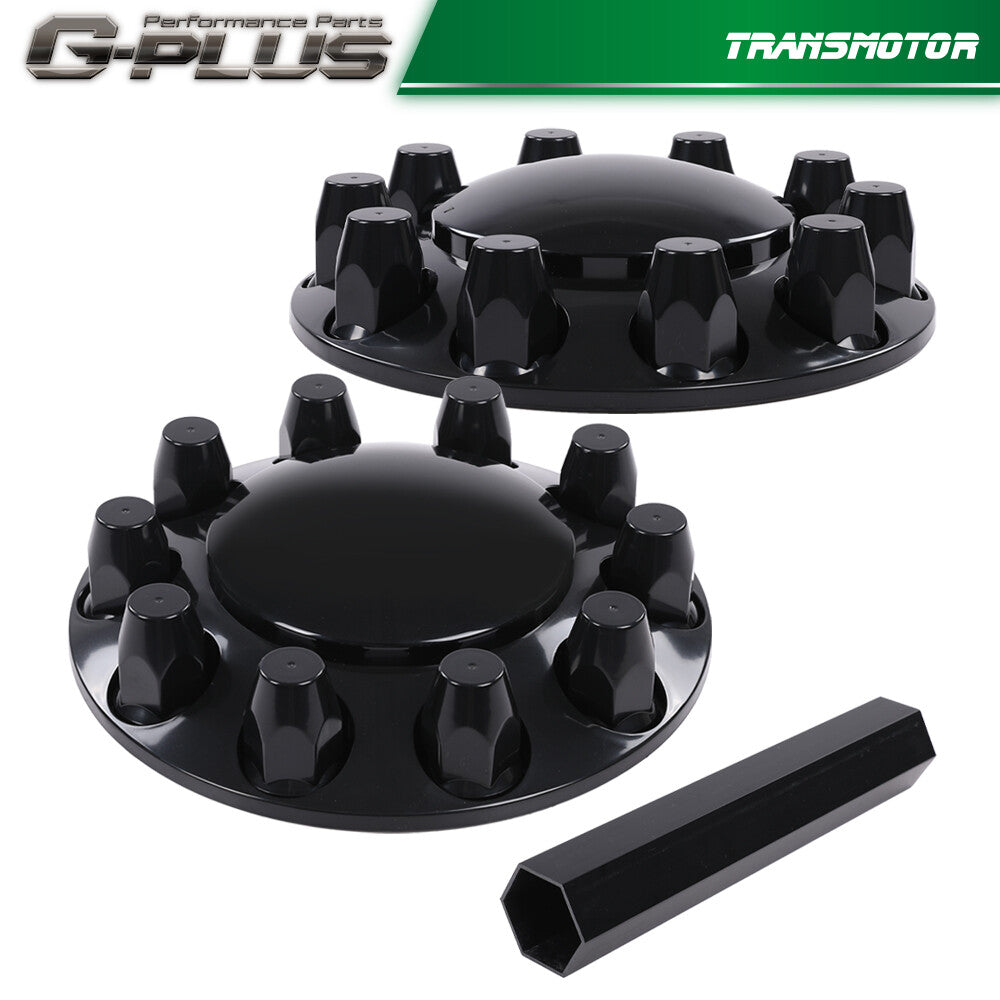 Brand new front wheel cover, 33mm hub axle, semi-truck ABS, plastic satin black, 1 pair