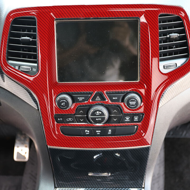 for Jeep Grand Cherokee 2014-2020 Red Carbon Fiber Central Navigation Cover Trim