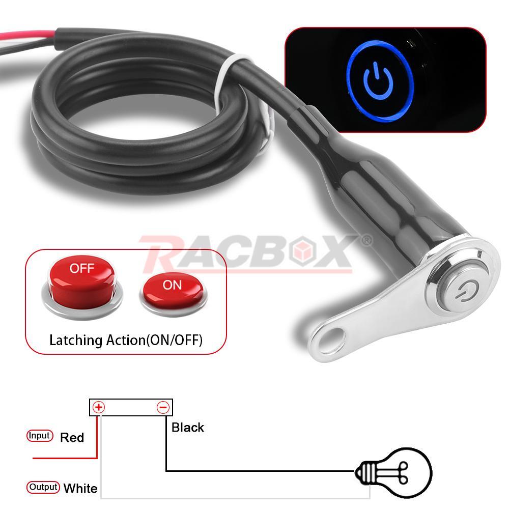 Blue LED Motorcycle ON+OFF Handlebar Mount Push Button Switch 12V Fog Headlight