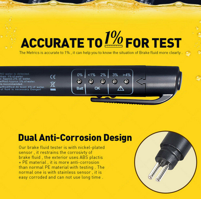 Automotive brake fluid tester diagnostic tool 5 LED pen for oil quality testing suitable for Toyota