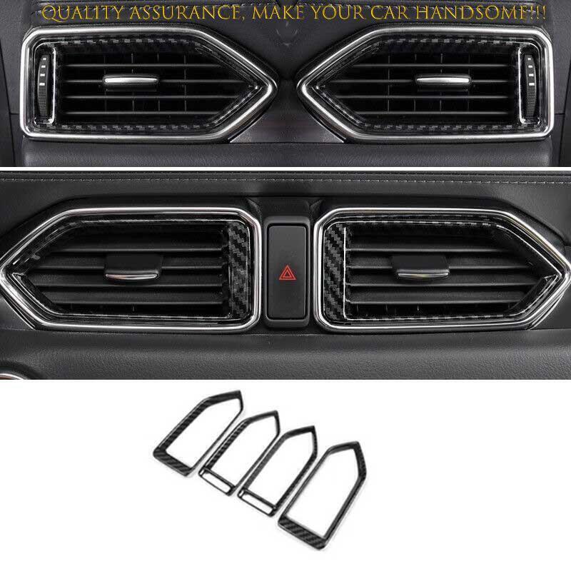 4X for Mazda CX-5 CX5 17-24 Carbon Fiber Center Console AC Air Outlet Vent Trims