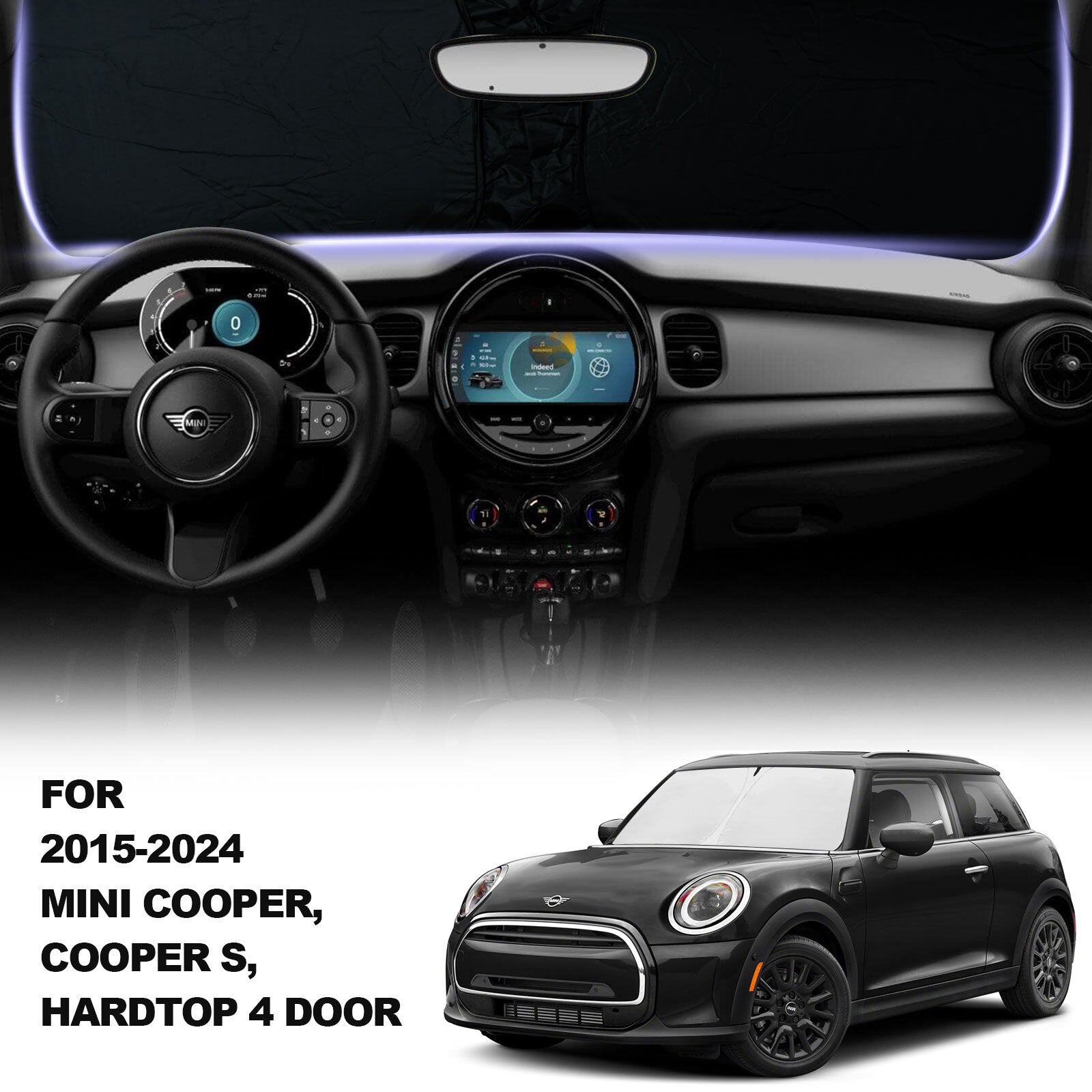For 2015-2024 for Mini Cooper Accessory Front Windshield Sun Shade Heat Block Cover
