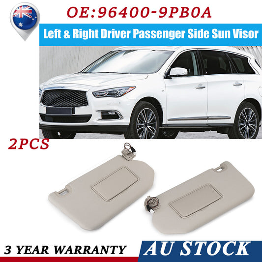 Pair RH+LH Interior Sun Visor Shade Grey W/Light for Nissan Pathfinder 2013-2018