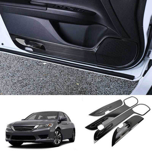 for Honda Accord 14-17 Black Steel Side Door Anti-Kick Pad Protective Cover Trim