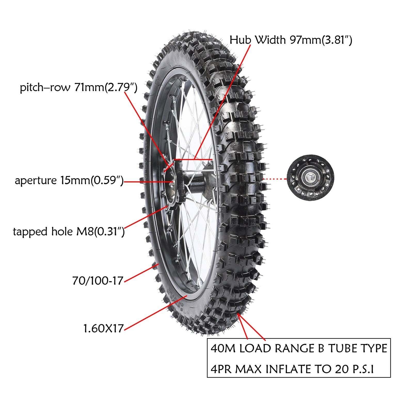 17 14 Front 70/100-17 Rear 90/100-14 Tyre Wheel Pit Dirt Bike 125cc 140cc 150