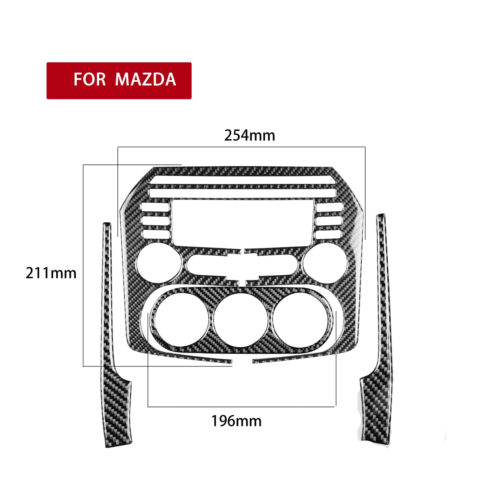 4X Carbon Fiber Interior Central Console Cover Trim for Mazda MX-5 Miata 2009-15