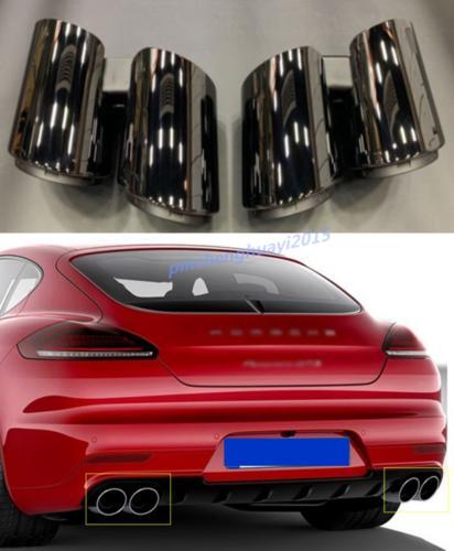 2-Piece Exhaust Tips Muffler Pipe 3-Layer for Porsche 2017-2021 for Panamera 971 Black