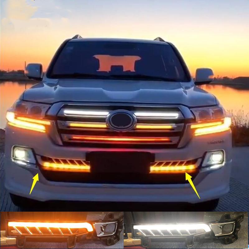 Pair 3 Color LED DRL front bumper light Fit for Toyota for Land Cruiser 2016-2021