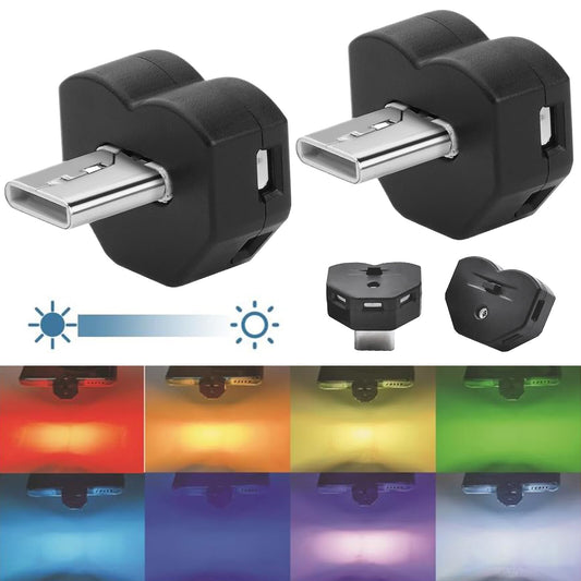 2X for Mini USB LED Light Car Interior Atmosphere Ambient Lamp 8 Gradients