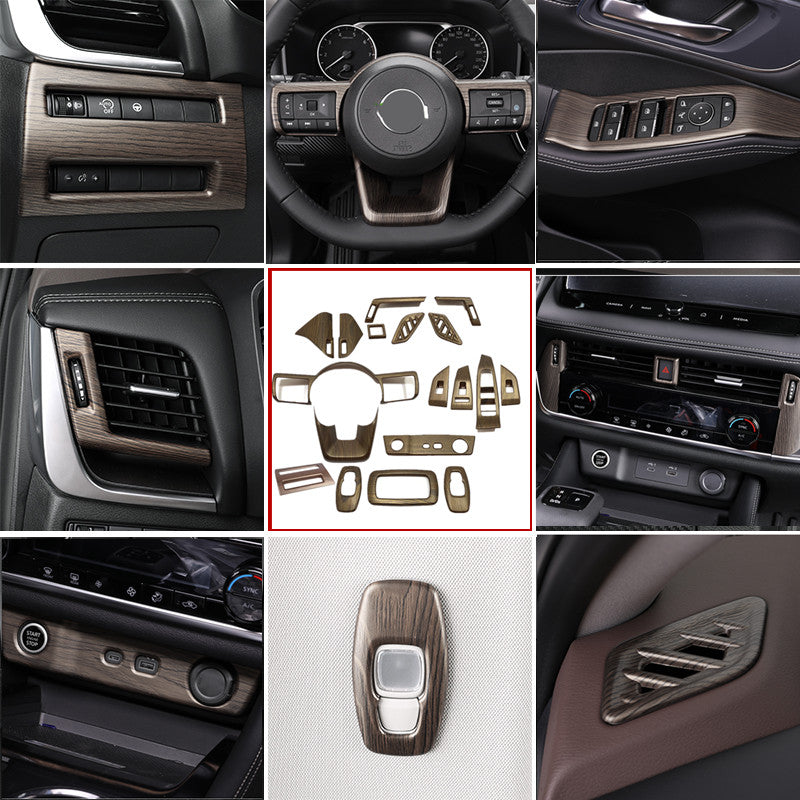 for Nissan Rogue 2021-23 Wood Grain Look Interior Accessories Kit Trim Cover 18P