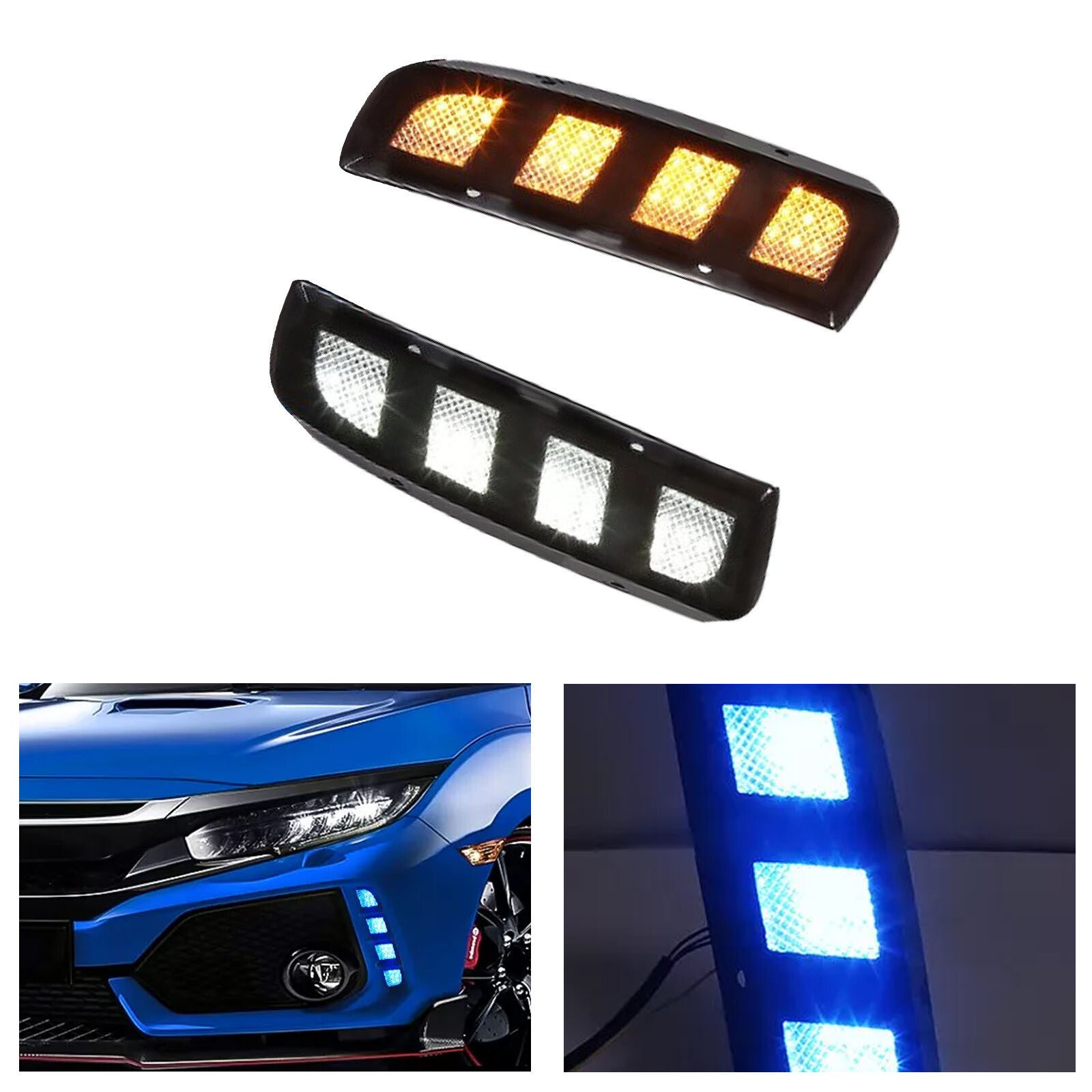 LED Daytime Running Fog Light Dynamic Turn DRL for Honda for Civic Type R 2017-2021