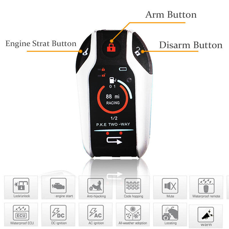 2 Way Motorcycle Alarm Device Anti-theft System Alarm Remote Engine Start Lock