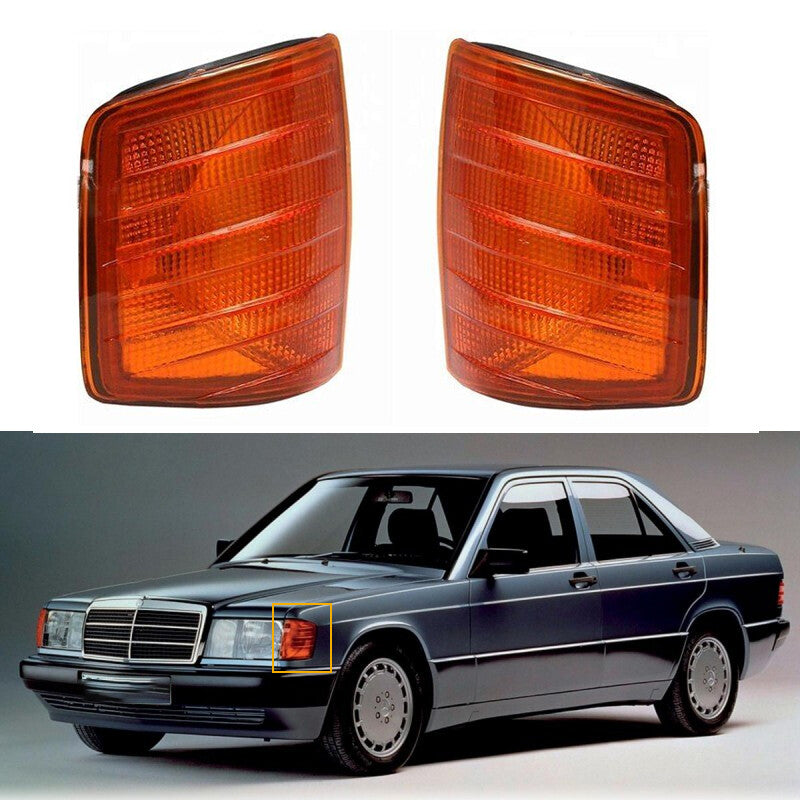 for Mercedes-Benz W201 E200 E220 2pc Corner Lamp Yellow Turn Signal Lamp Housing