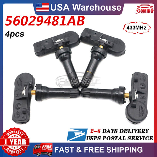 4PCS 56029481AB TPMS Tire Pressure Sensor for Jeep Grand Cherokee 2008-10 433MHz