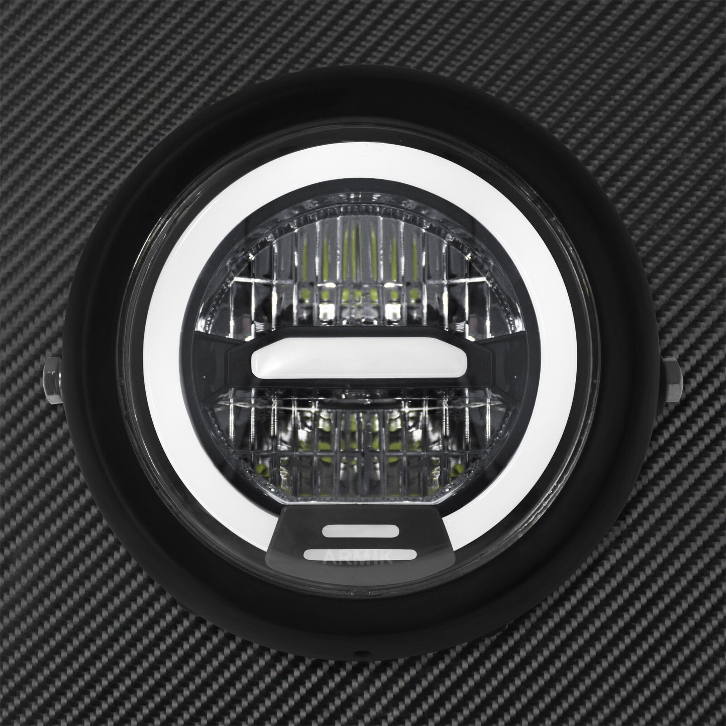 6.5 Universal Motorcycle Black LED Halo Headlight Fit for Harley Bobber XL1200