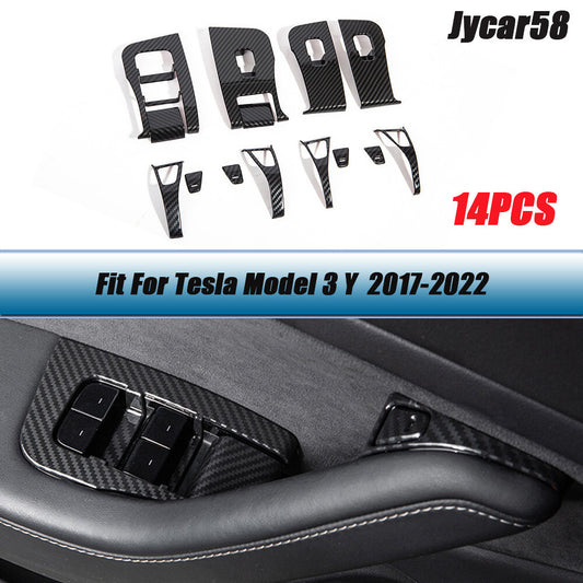 for Tesla Model 3 Y Window Lifter Switch Buttons Decor Cover Trim Sticker 14PCS