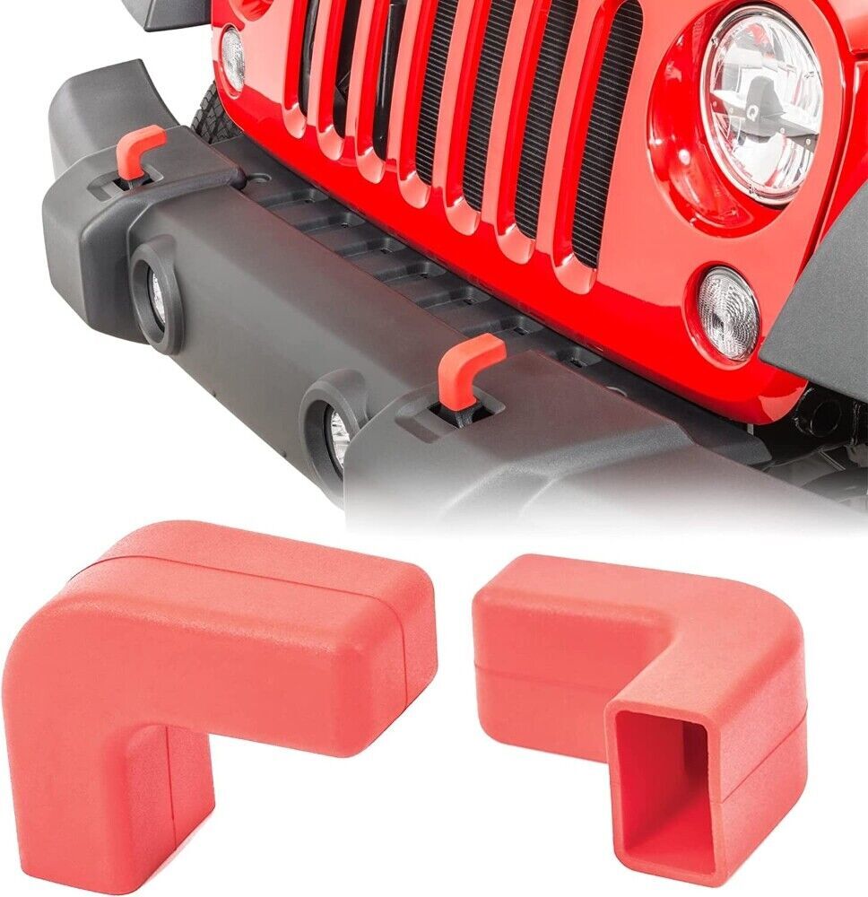 2007-2022 RED Bumper Tow Hook Covers for Jeep for Wrangler JK JL Gladiator JT