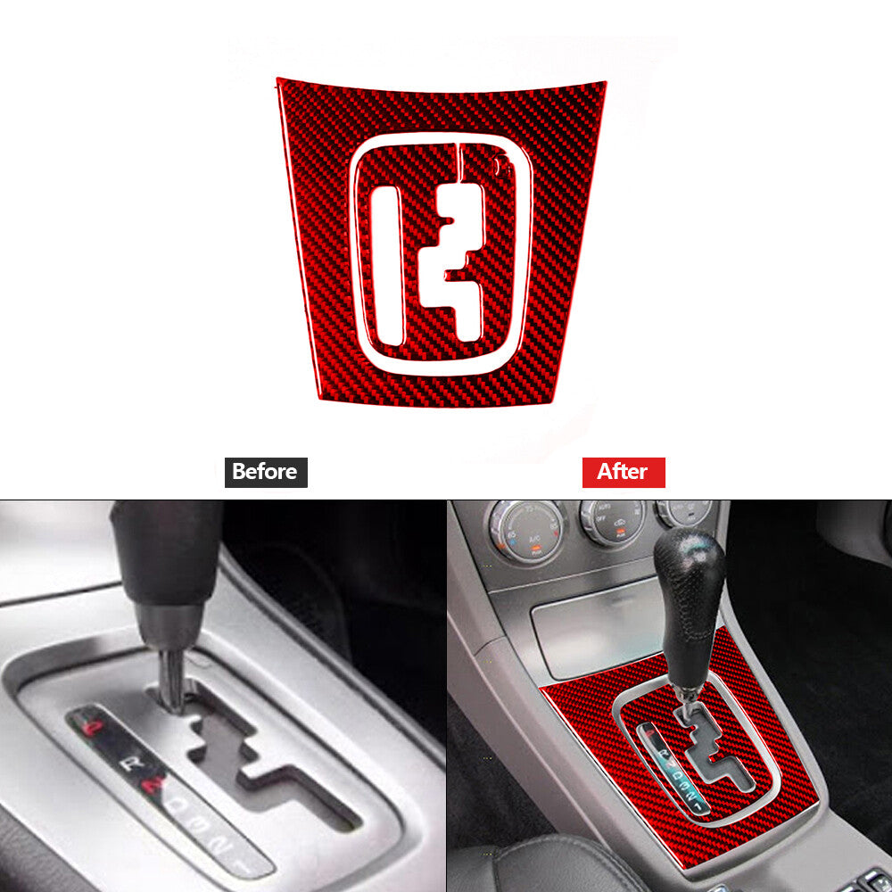 3Pcs Red Carbon Fiber Gear Shift Panel Trim Cover for Subaru Forester 2005-2008