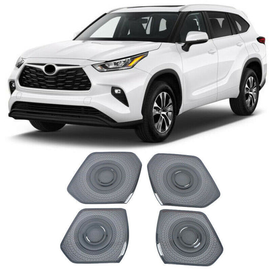 for Toyota Highlander 2020-2023 Black Steel Inner Door Horn Speaker Cover Trim