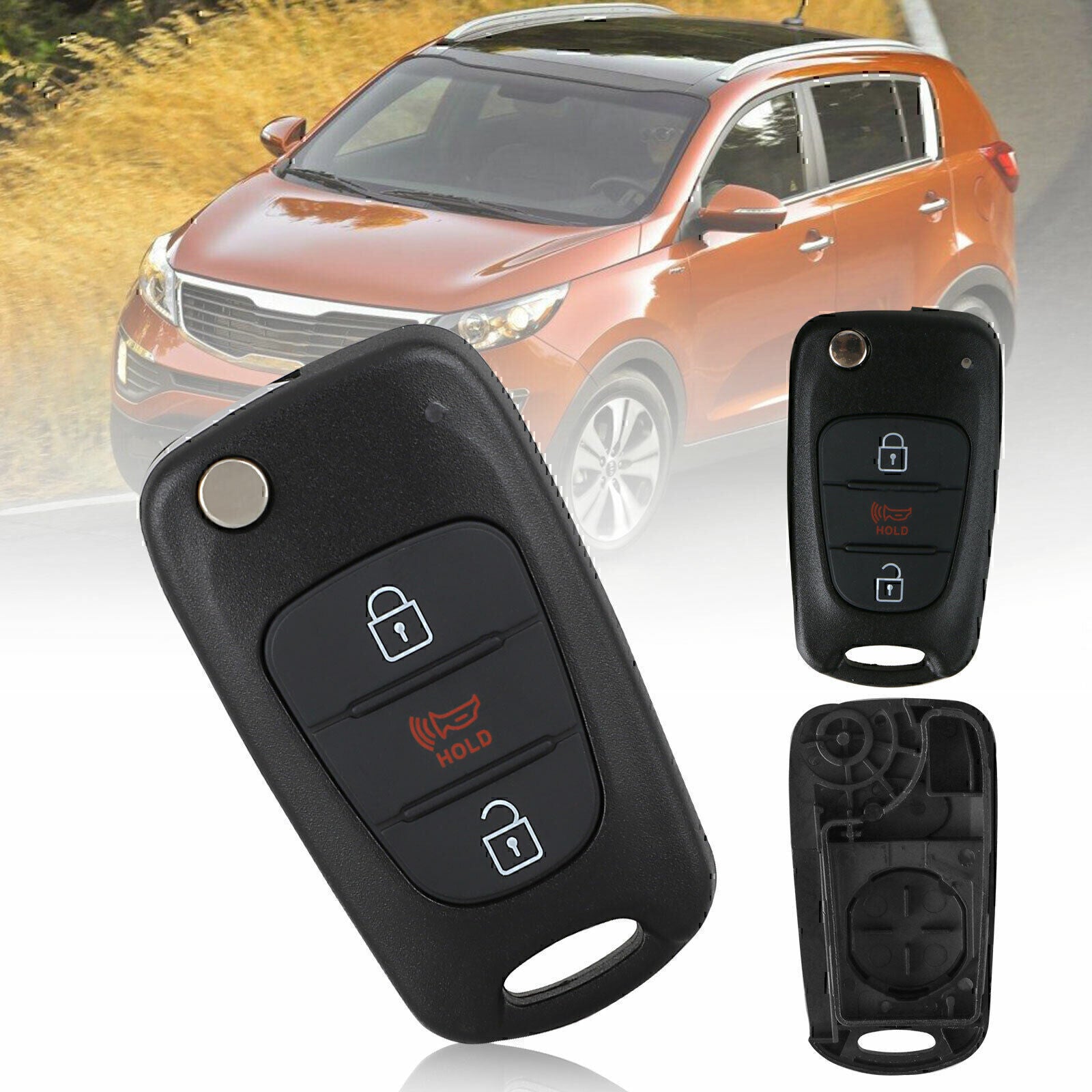 2 For 2011 2012 2013 for Kia Soul Keyless Flip Remote Car Key Fob Shell Case Pad