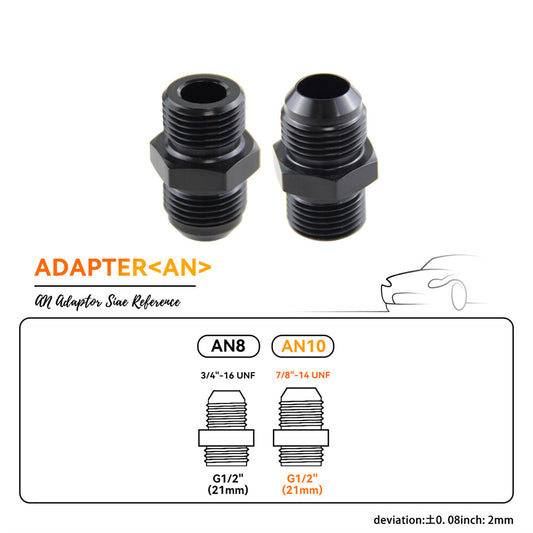2PCS G1/2 21mm to Metric AN10 Adaptor Fitting For Oil Cooler Radiator Fuel Tank